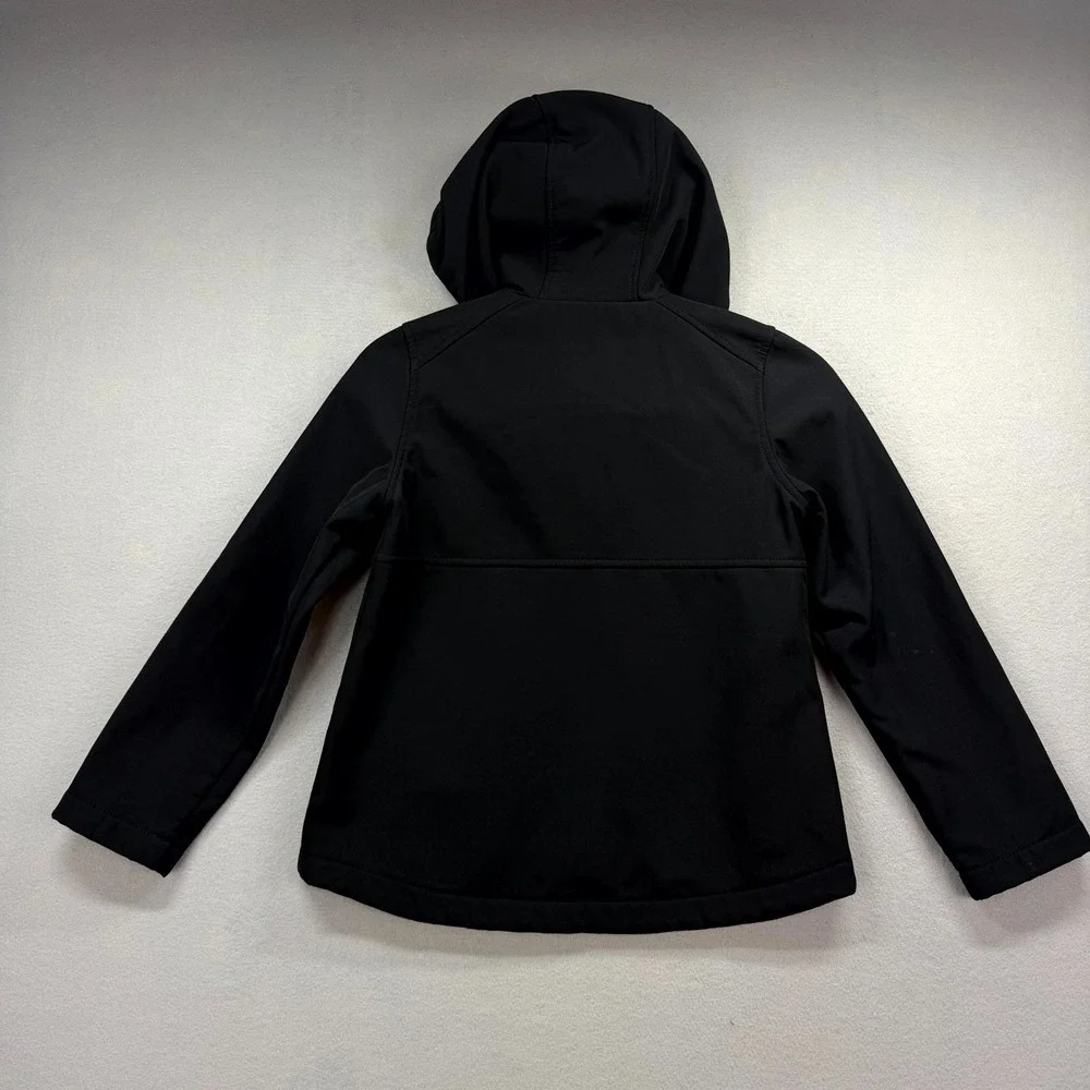 Michael Kors Soft Shell Jacket Girls 7/8 Black Fleece Lined Hooded Gold Full Zip